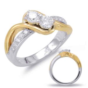 White & Yellow Gold Two Stone Ring