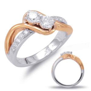 White & Rose Gold Two Stone Ring