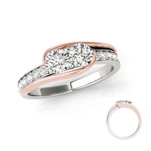 White & Rose Gold Two Stone