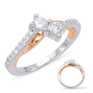 White & Rose Gold Two Stone