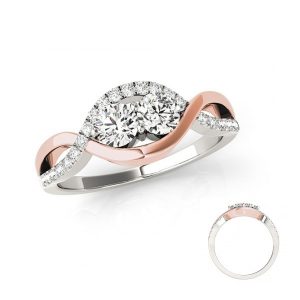 White & Rose Gold Two Stone Ring