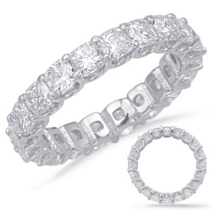 White Gold Cushion Cut Eternity Band