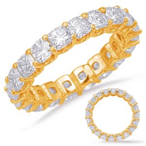 Yellow Gold Cushion Cut Eternity Band