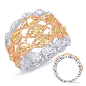 Rose & Yellow & White Gold Fashion Ring
