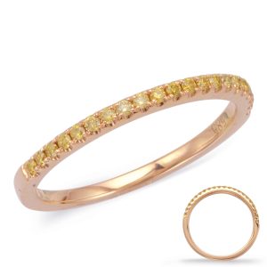 Yellow Diamond Wedding Band Rose Gold