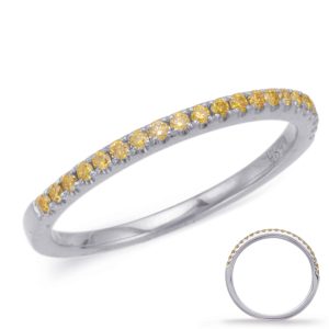 Yellow Diamond Wedding Band White Gold