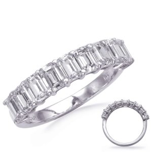 White Gold Diamond Emerald Cut Band
