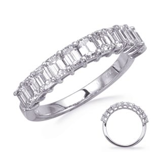 Platinum Diamond Emerald Cut Band