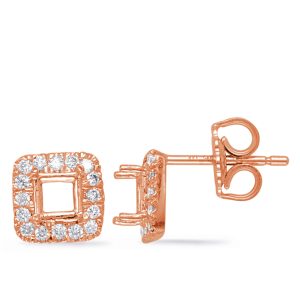 Rose Gold Diamond Earring For 4mm Cente