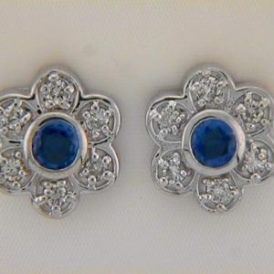 Sapphire. & Diamond Earrings