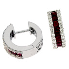 White Gold Ruby & Diamond Earring