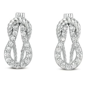 White Gold Love Knot Rope Earring