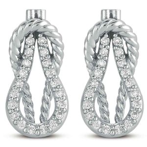 White Gold Love Knot Rope Earring