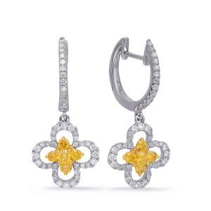 White Gold Yellow Diamond Earring