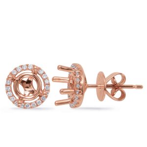 Rose Gold Four Prong Earring Setting