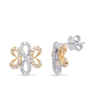White & Yellow Gold Diamond Earring