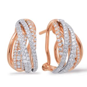 Rose &  White Gold Diamond Earring