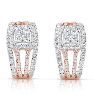 Rose & White Gold Diamond Earring