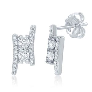 White Gold Two Stone Earring