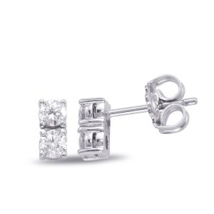 White Gold Two Stone Earring