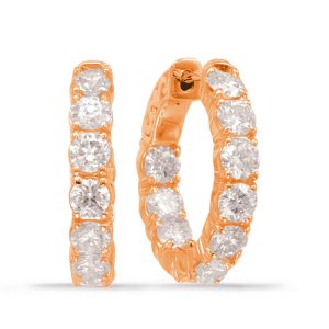 Rose Gold Hoop Earring 4 Prongs