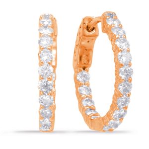 Rose Gold Hoop Earring- 2 Prongs