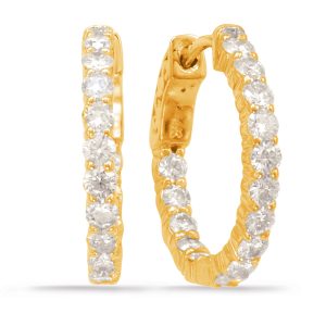 Yellow Gold Hoop Earring- 2 Prongs