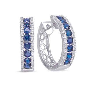 White Gold Sapphire & Diamond Earring