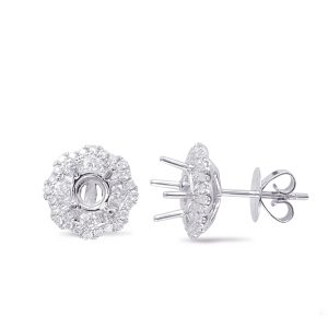 White Gold Halo Diamond Earring