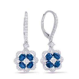White Gold Sapphire & Diamond Earring