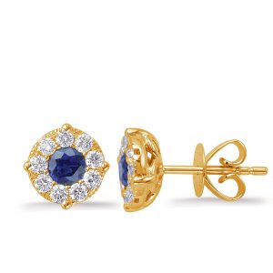 Yellow Gold Sapphire & Diamond Earring