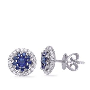 White Gold Sapphire & Diamond Earring