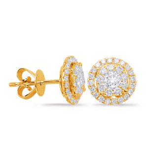 Yellow Gold Diamond Earring 1cttw