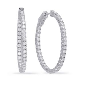 White Gold 1.5in Securehinge Hoop Earrin