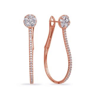 Rose Gold Diamond Hoop Earring