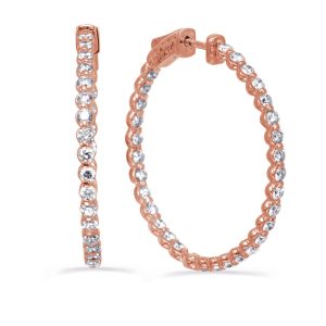 Rose Gold  Share Prong Earring 1.5 Inch