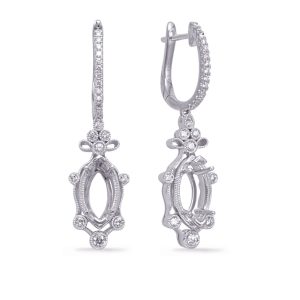 White Gold Diamond  Earring 10x5mm