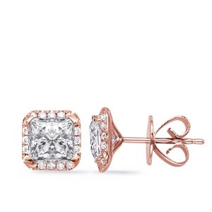 Rose Gold Four Prong Princess Earring