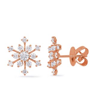 Rose Gold Diamond Snowflake Earring