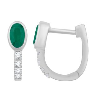White Gold Diamond & Emerald  Earring
