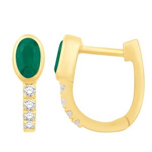 Yellow Gold Diamond & Emerald Earring