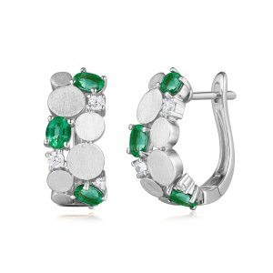 White Gold Diam & Emerald  Earrings