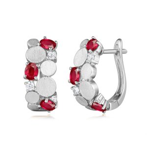 White Gold Diamond & Ruby Earring