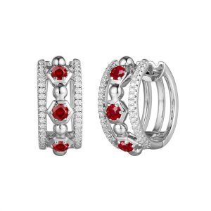 White Gold Diamond & Ruby Earring