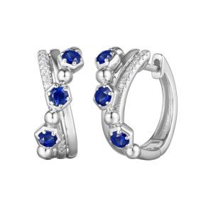 White Gold Diamond & Sapphire Earring