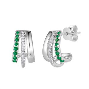 White Gold Diamond & Emerald Earring