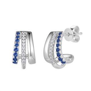 White Gold Diamond & Sapphire Earring