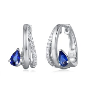 White Gold Diamond & Sapphire Earring