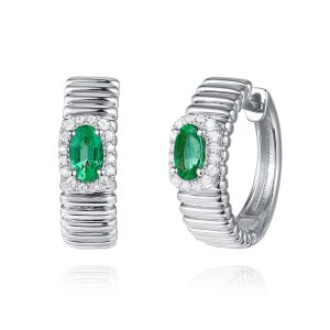 White Gold Diamond & Emerald Earring