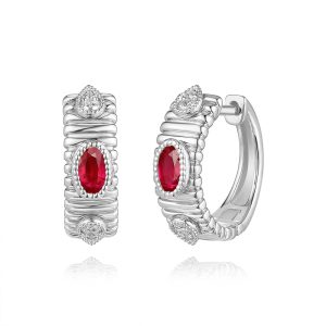 White Gold Diamond & Ruby Earring